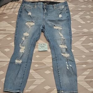 torrid Light Blue Distressed Ankle Jeans